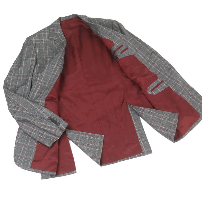 □hermes 100% Wool Check Pattern Sur Mesure Bespoke Single Suit Top And Bottom
