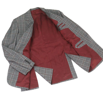 □hermes 100% Wool Check Pattern Sur Mesure Bespoke Single Suit Top And Bottom