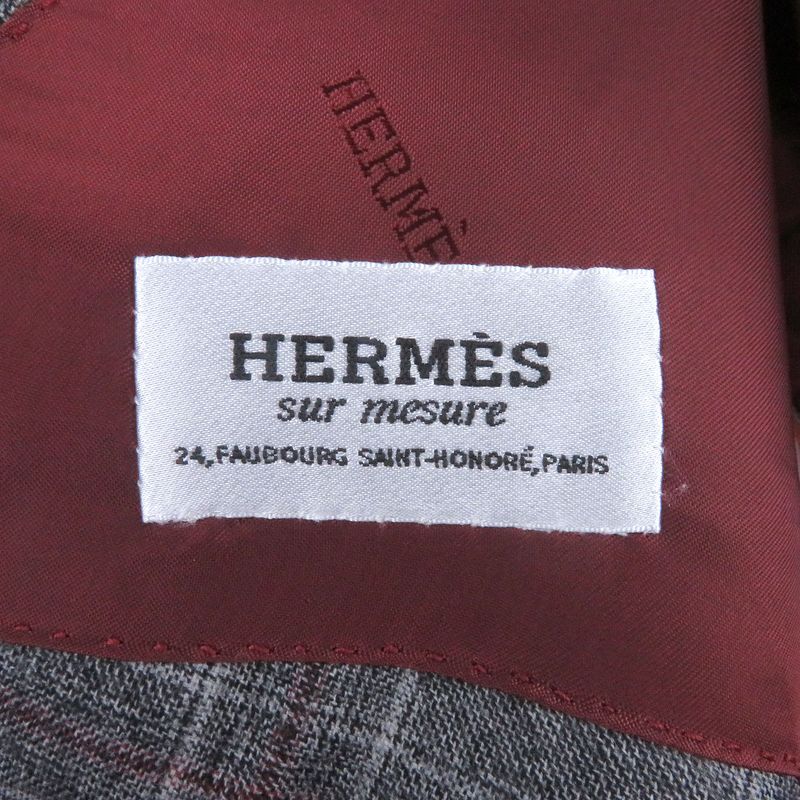 □hermes 100% Wool Check Pattern Sur Mesure Bespoke Single Suit Top And Bottom