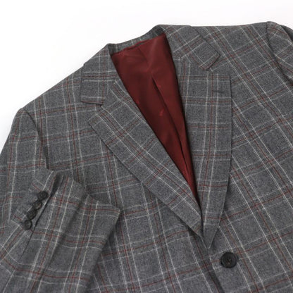 □hermes 100% Wool Check Pattern Sur Mesure Bespoke Single Suit Top And Bottom