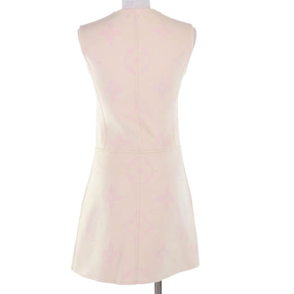 ◇louis Vuitton Fids06 Wool Silk Giant Monogram Front Zip Sleeveless Dress Ivory