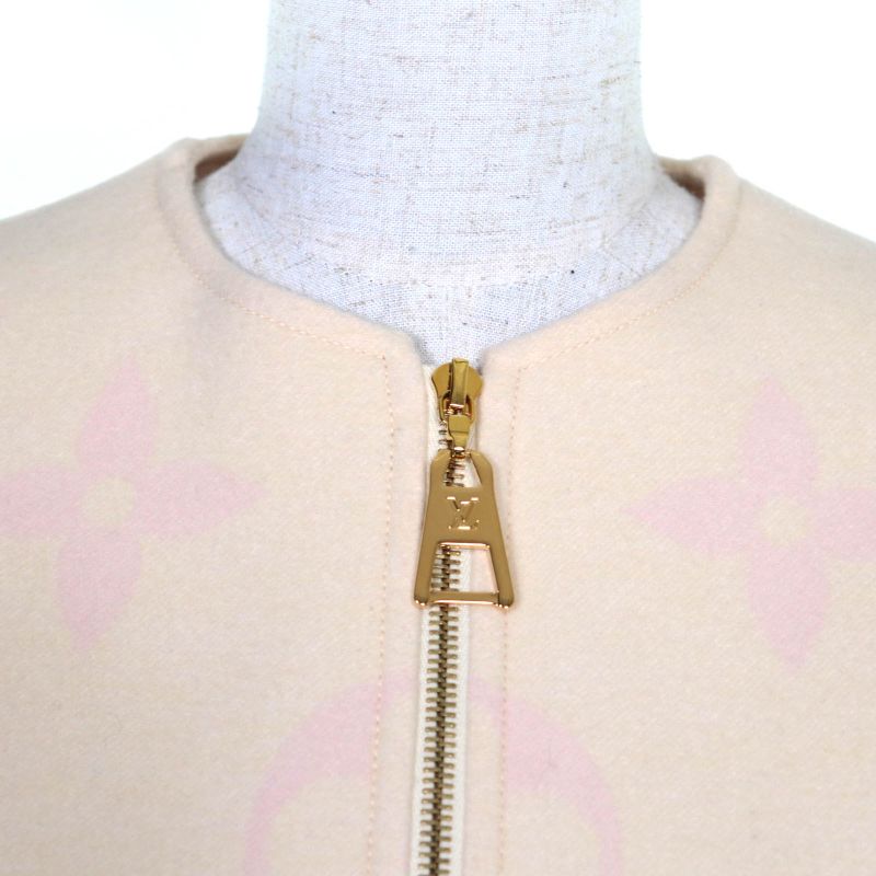 ◇louis Vuitton Fids06 Wool Silk Giant Monogram Front Zip Sleeveless Dress Ivory