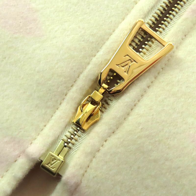 ◇louis Vuitton Fids06 Wool Silk Giant Monogram Front Zip Sleeveless Dress Ivory