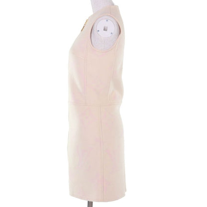 ◇louis Vuitton Fids06 Wool Silk Giant Monogram Front Zip Sleeveless Dress Ivory