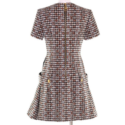 ◇louis Vuitton Fndr50 Wool Mohair Blend Monogram Tweed Dress Multi 36 With