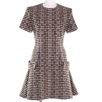 ◇louis Vuitton Fndr50 Wool Mohair Blend Monogram Tweed Dress Multi 36 With