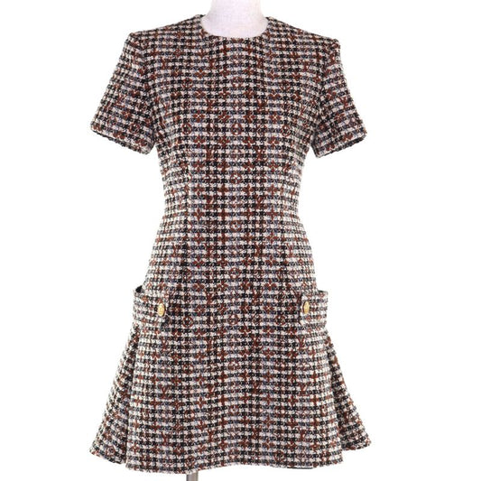 ◇louis Vuitton Fndr50 Wool Mohair Blend Monogram Tweed Dress Multi 36 With