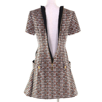 ◇louis Vuitton Fndr50 Wool Mohair Blend Monogram Tweed Dress Multi 36 With