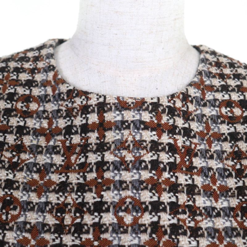 ◇louis Vuitton Fndr50 Wool Mohair Blend Monogram Tweed Dress Multi 36 With