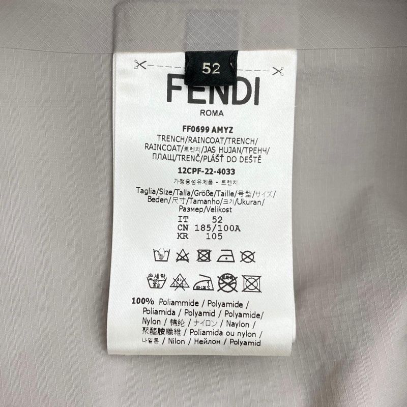 Fendi Long Coat Logo Jacket Ff0699 AMYZ F0gqk 52 Size Nylon Gray Beige Fendi