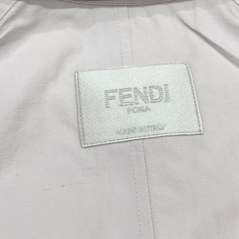 Fendi Long Coat Logo Jacket Ff0699 AMYZ F0gqk 52 Size Nylon Gray Beige Fendi