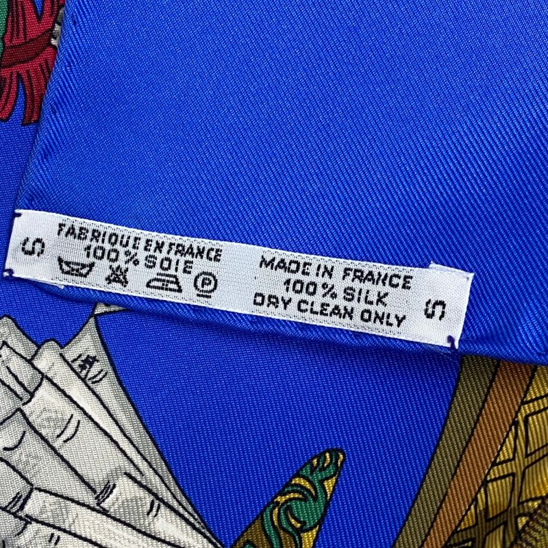 Hermes Scarf Silk Carre90 Chapeau! Hat Off Blue