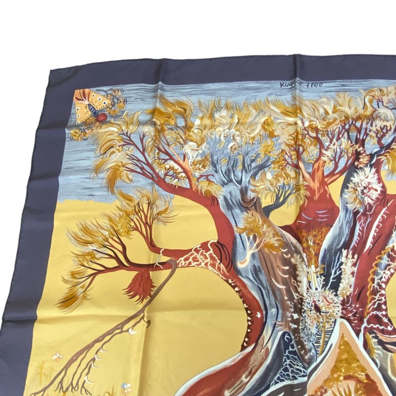Hermes Kare90 Scarf Silk Kuggor Tree Kuggor Tree Brown