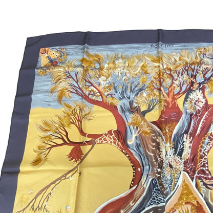 Hermes Kare90 Scarf Silk Kuggor Tree Kuggor Tree Brown