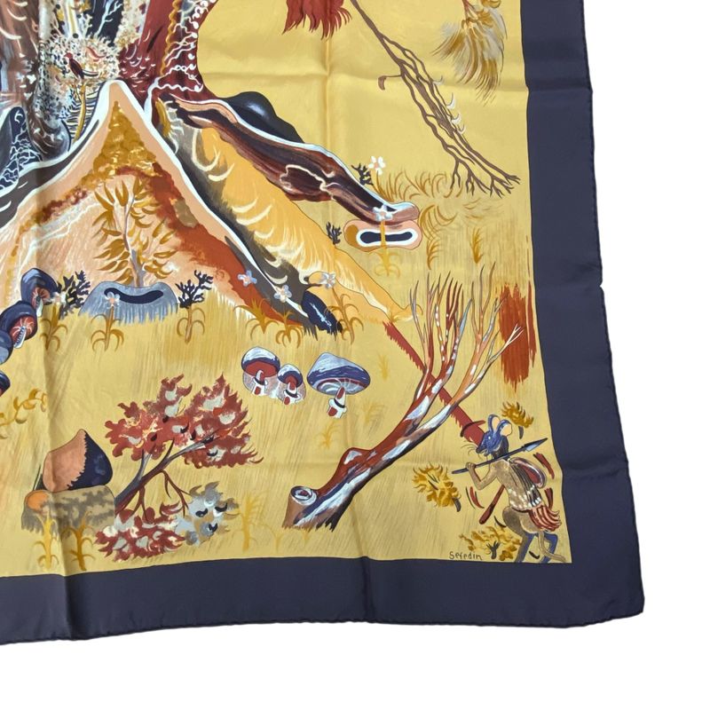 Hermes Kare90 Scarf Silk Kuggor Tree Kuggor Tree Brown