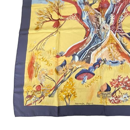 Hermes Kare90 Scarf Silk Kuggor Tree Kuggor Tree Brown