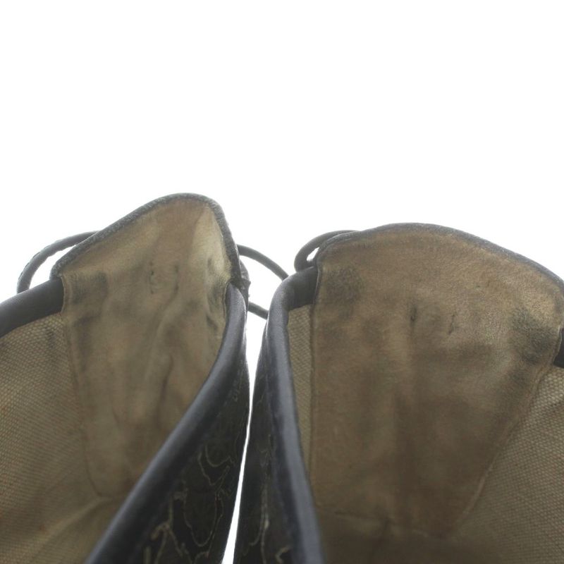 Celine Long Boots Leather Wedge Sole Carriage Pattern All Over Pattern Triomphe