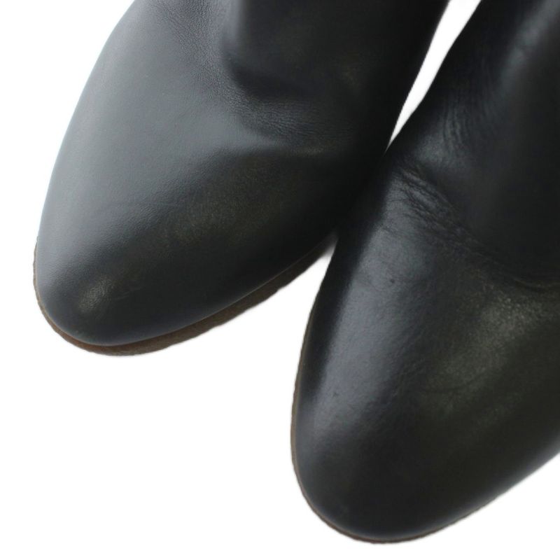 Celine Long Boots Leather Wedge Sole Carriage Pattern All Over Pattern Triomphe