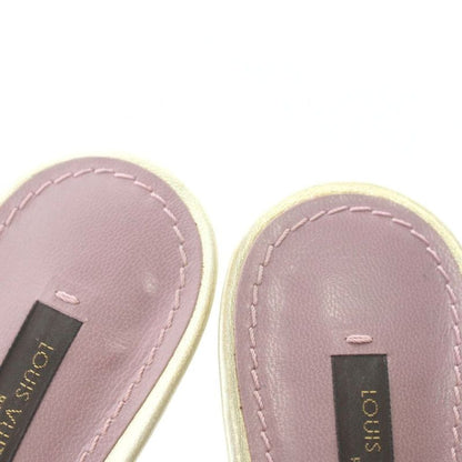 Louis Vuitton Mule Sandals Leather Open Toe High Heels Monogram Ribbon 36 23cm