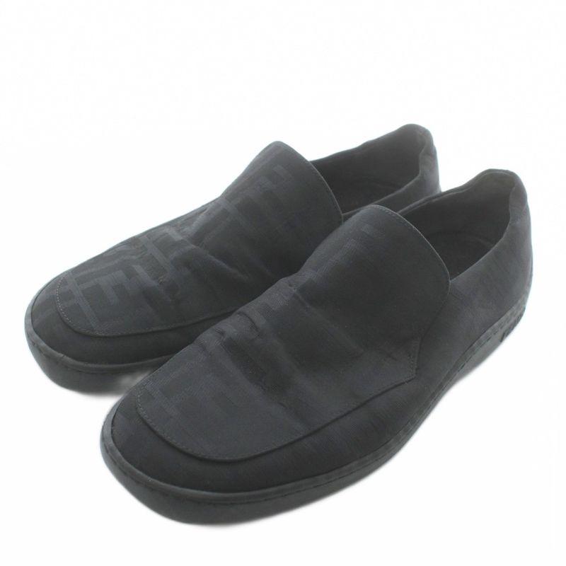 Fendi Slip-on Sneakers Low-cut Logo All-over Pattern Black XZ • GY18