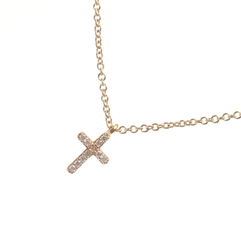 Tiffany & Co. Necklace Metro Cross Mini Diamond 18K
