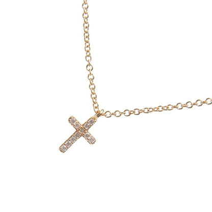 Tiffany & Co. Necklace Metro Cross Mini Diamond 18K