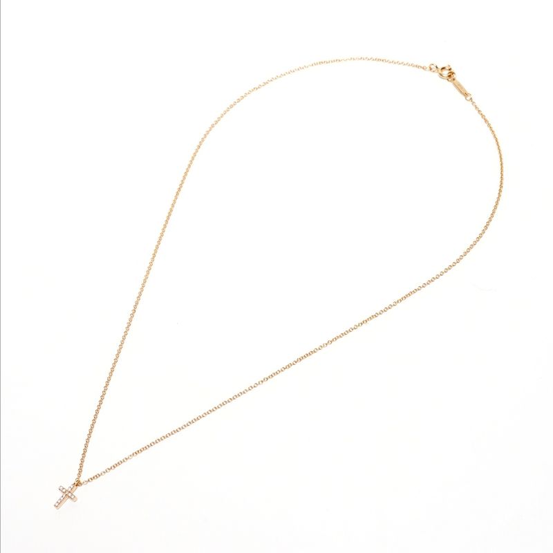 Tiffany & Co. Necklace Metro Cross Mini Diamond 18K