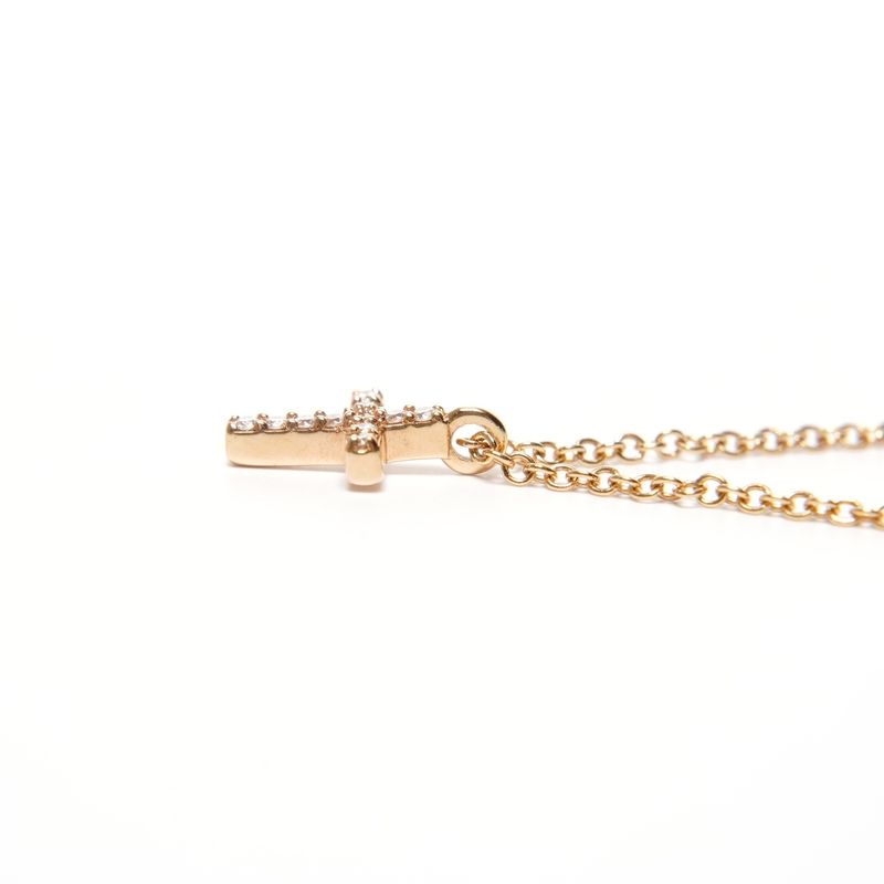 Tiffany & Co. Necklace Metro Cross Mini Diamond 18K