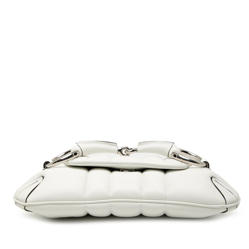 Gucci Horsebit Shoulder Bag Handbag 764255 White Leather Women's Gucci