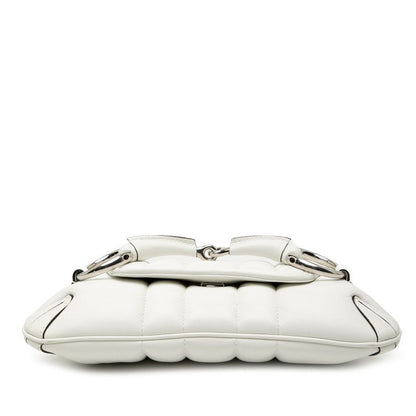 Gucci Horsebit Shoulder Bag Handbag 764255 White Leather Women's Gucci