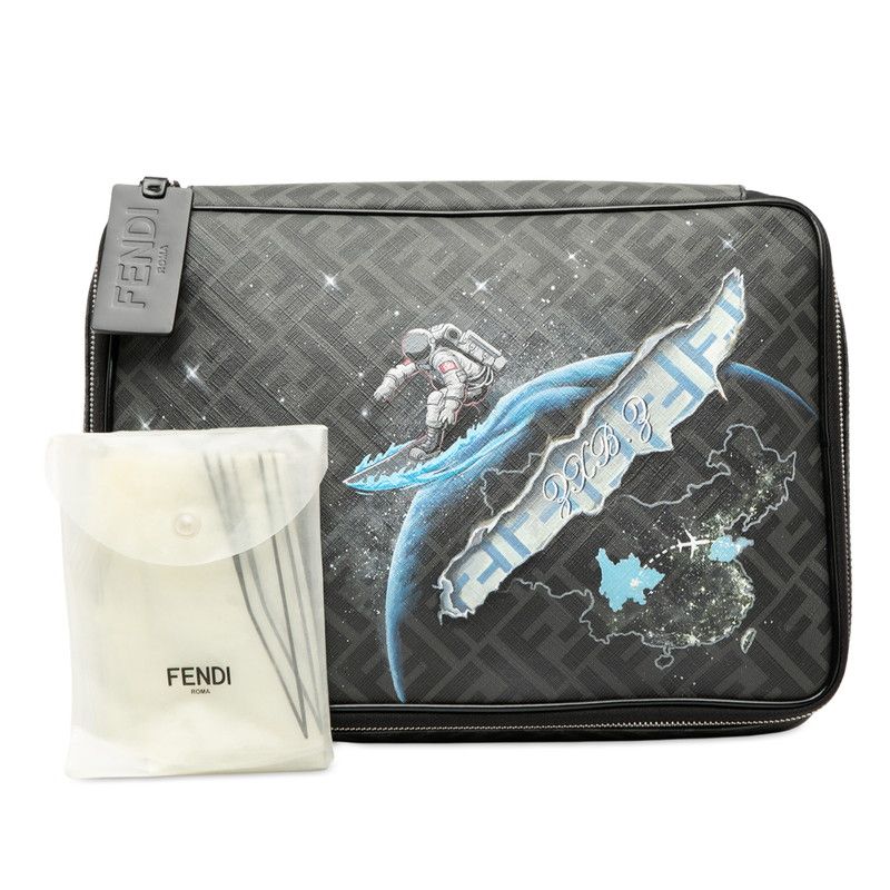 Fendi Zucca Second Bag Clutch Bag 7n0115 Gray Multicolor PVC Leather Men's Fendi