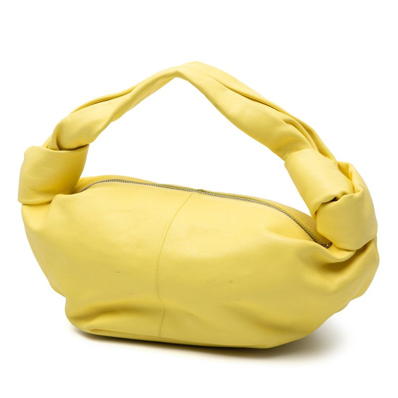 Bottega Veneta Double Knot Mini Handbag Yellow Leather Women's