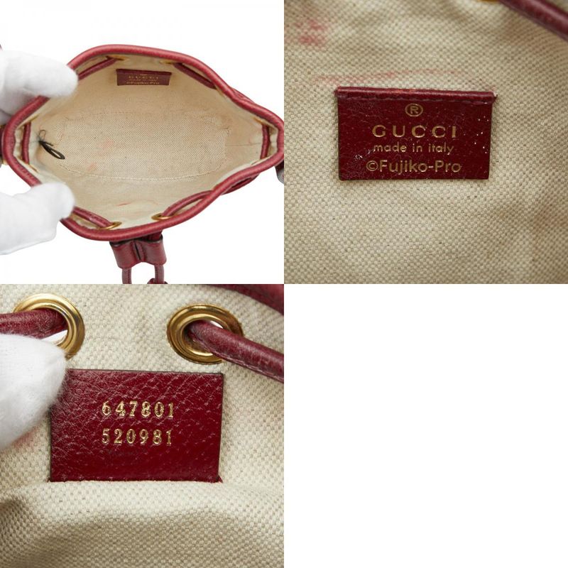 Gucci X Doraemon Micro GG Supreme Mini Bucket Bag Crossbody Shoulder Bag 647801
