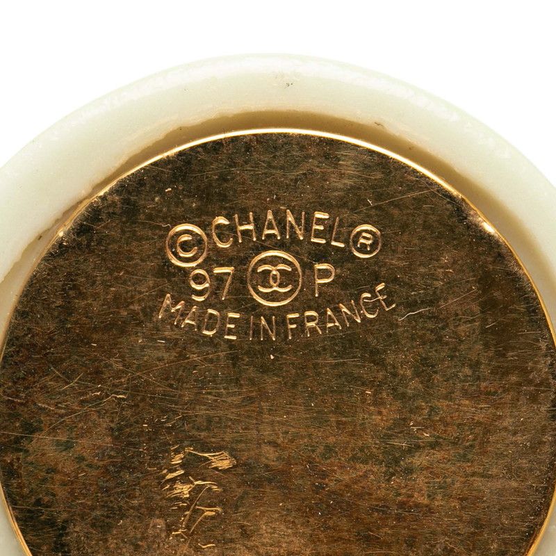 Chanel Coco Mark Round Gold Green Plated Women's Chanel