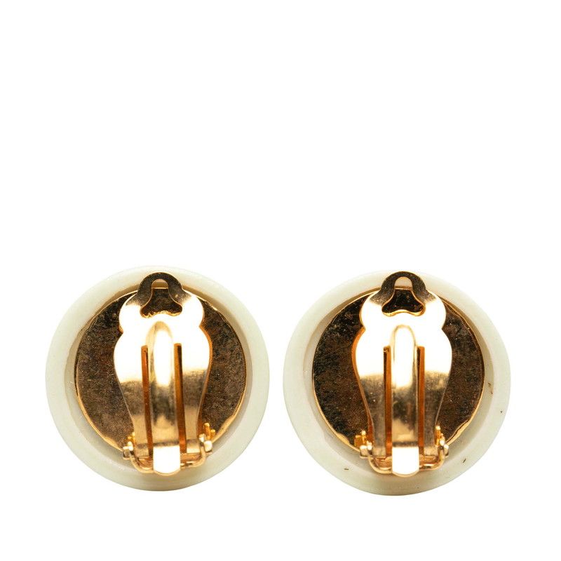 Chanel Coco Mark Round Gold Green Plated Women's Chanel