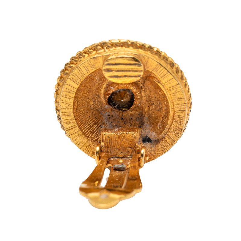 Chanel Round Bijou Gold Plated Rhinestone Women's Chanel