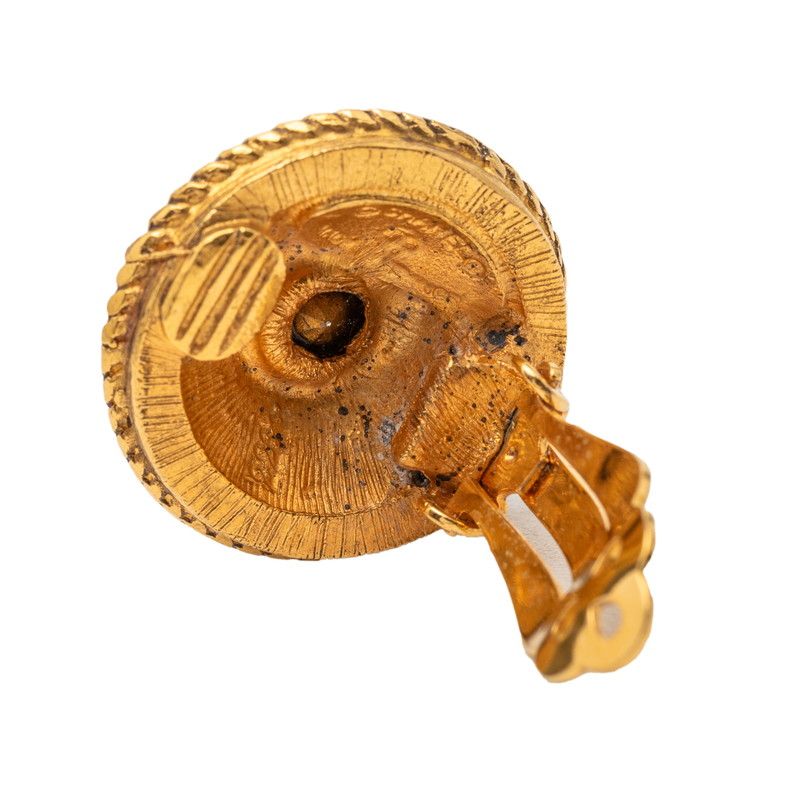 Chanel Round Bijou Gold Plated Rhinestone Women's Chanel