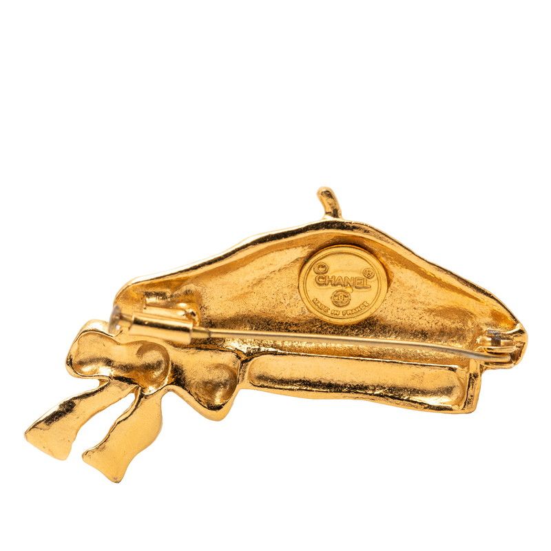 Chanel Beret Ribbon Motif Gold Plated Ladies Chanel