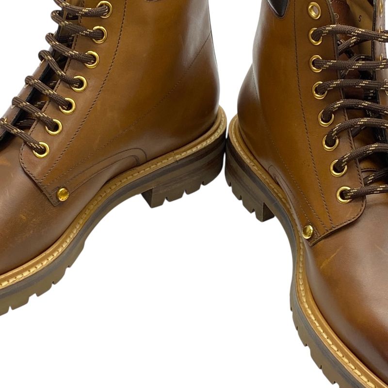 Louis Vuitton Line Ankle Boots Short Boots Brown LV Logo Leather Mt0168 Louis