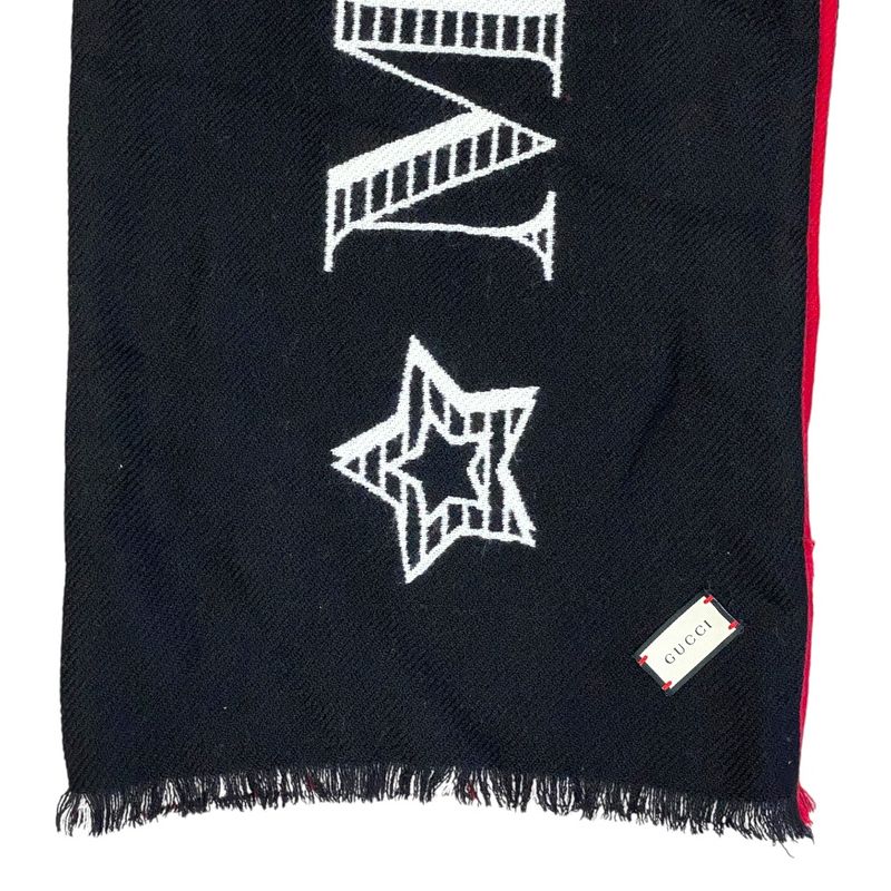 Gucci Muffler Shawl Muffler Guccify Magnetismo Reversible Large Logo Wool Red