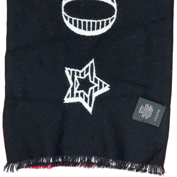 Gucci Muffler Shawl Muffler Guccify Magnetismo Reversible Large Logo Wool Red