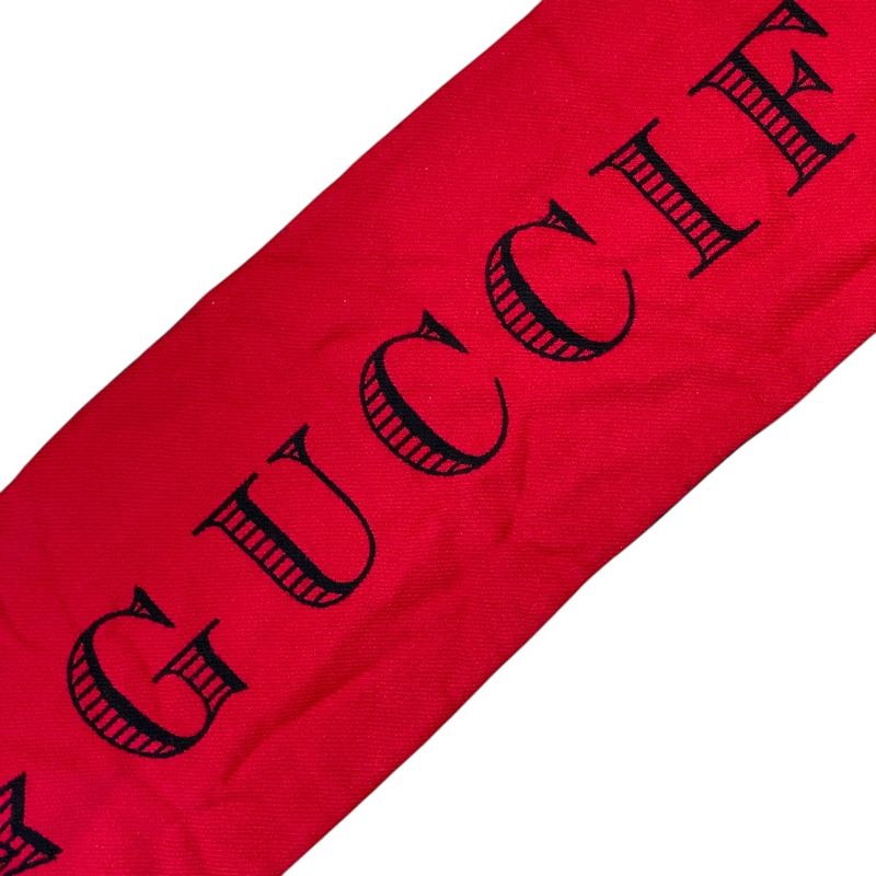 Gucci Muffler Shawl Muffler Guccify Magnetismo Reversible Large Logo Wool Red