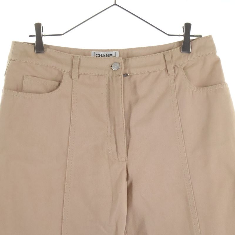 Chanel 01AW Tapered Color Pants Beige P18528v10604 Women's