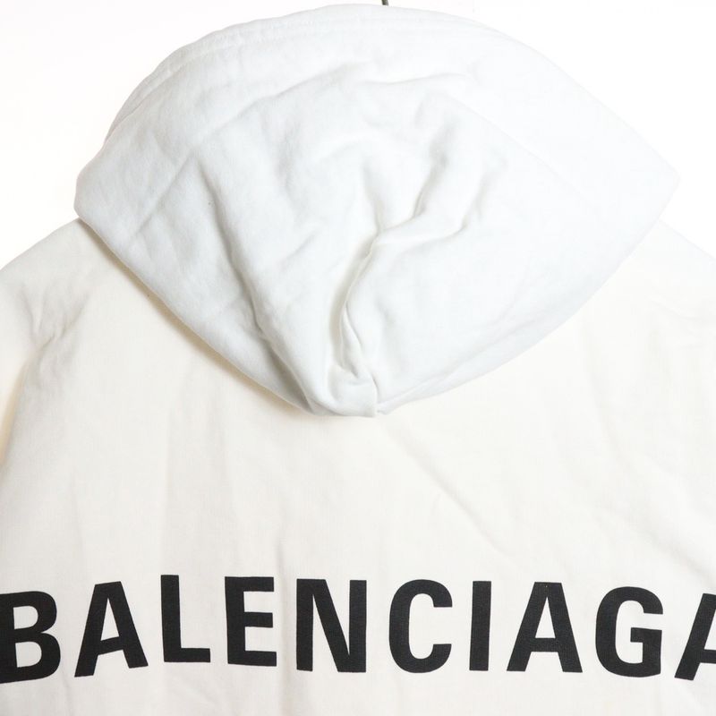 Balenciaga Back Logo Oversized Pullover Parka Hoodie Parka White 556113 Tav37