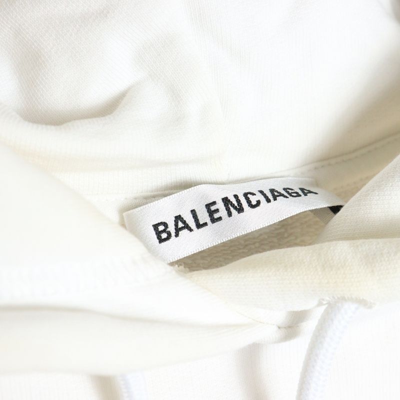 Balenciaga Back Logo Oversized Pullover Parka Hoodie Parka White 556113 Tav37