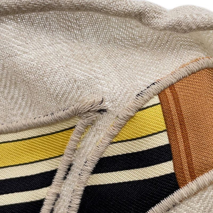 Hermes Scarf Carre 90 Appl Couvertures ET Tenues Cashmere Silk Mastic Natural Multicolor