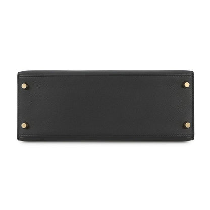 Hermes Handbag Kelly 28 Sellier Black Gold Epsom 2-Way