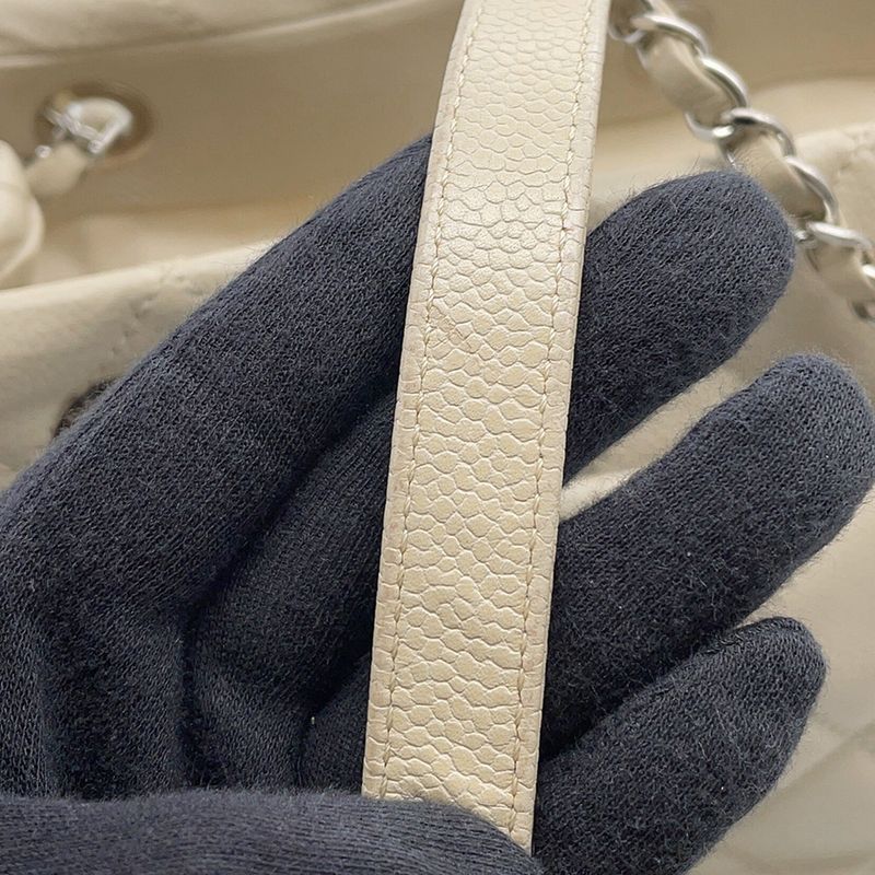 Chanel Chain Tote Quilted Big CC Logo Caviar Leather