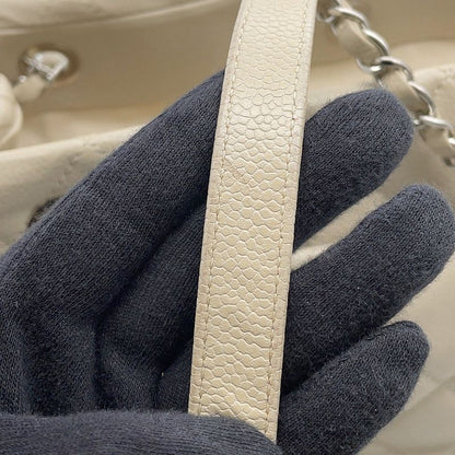 Chanel Chain Tote Quilted Big CC Logo Caviar Leather
