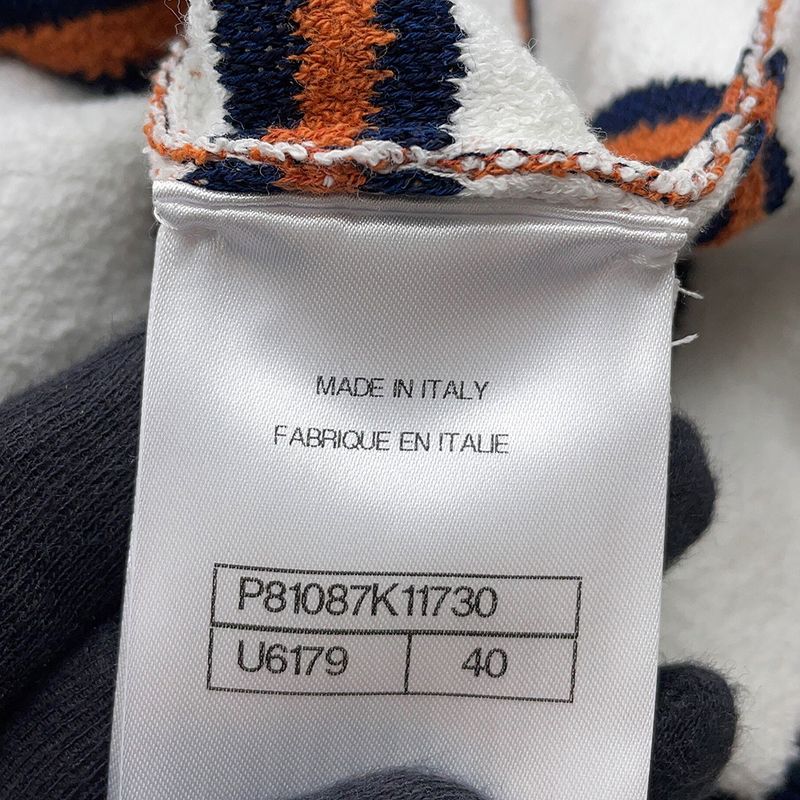 Chanel Polo Shirt Pullover Border 40 Top Sweater White Navybrown